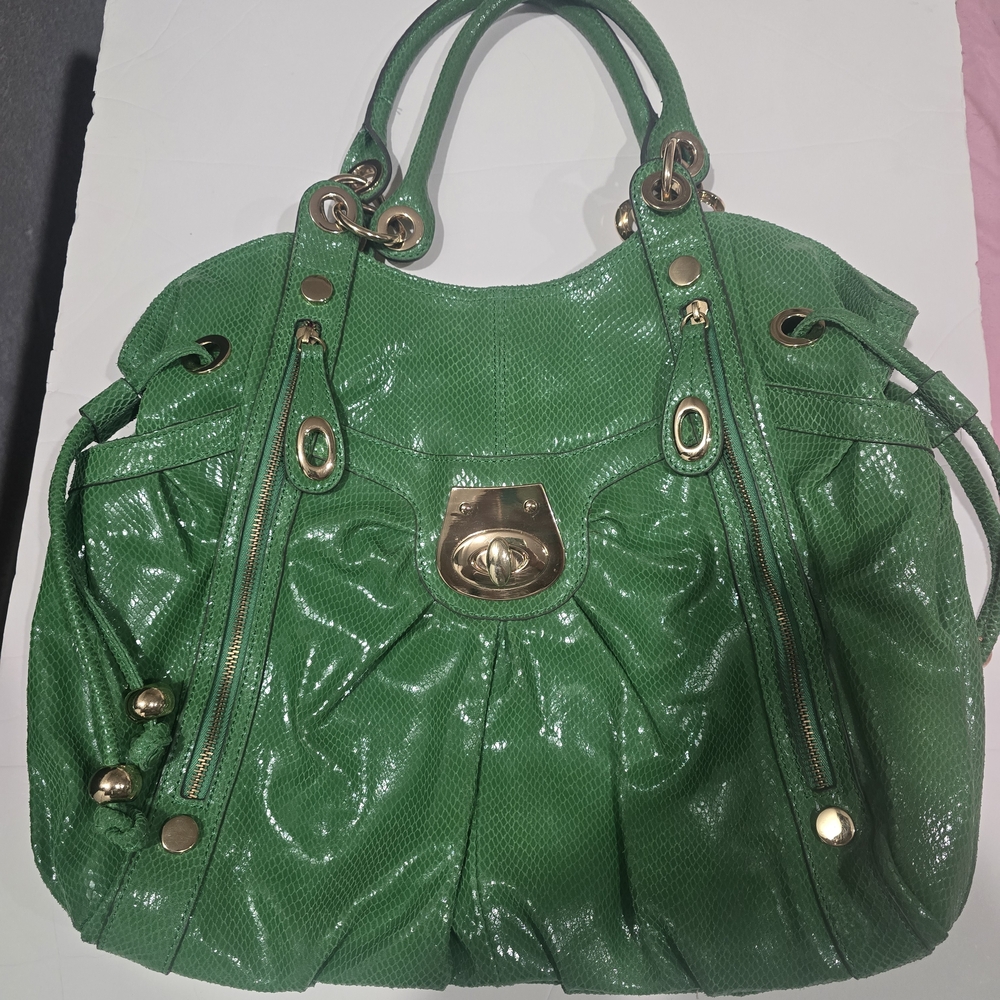 Hype Green Shoulder Bag with Gold Accents